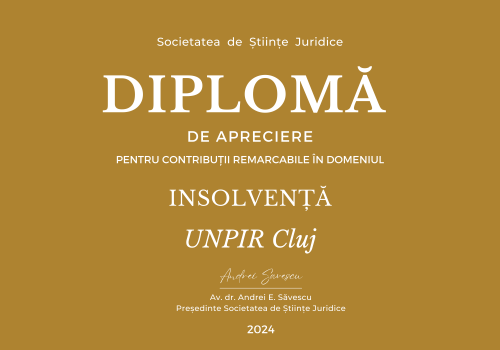 Diplomă de apreciere acordată de Societatea de Științe Juridice